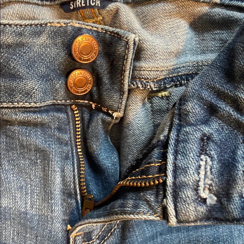 American Eagle Women's Distressed Size 10 Artist Stretch Flare Jeans X-Long - Picture 5 of 12